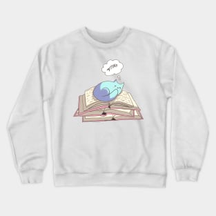 Cat sleeping on books Crewneck Sweatshirt